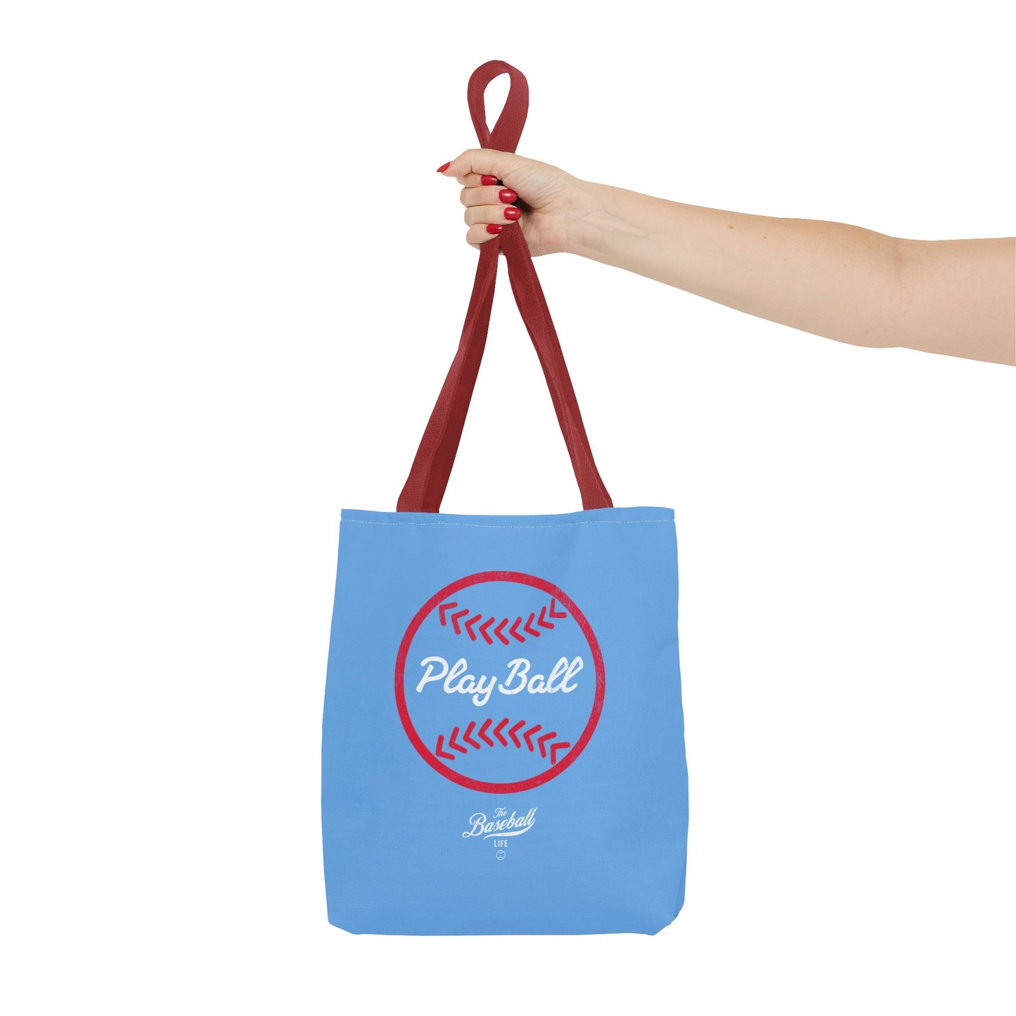 Baseball Icon Play Ball Tote Bag_Carolina Blue