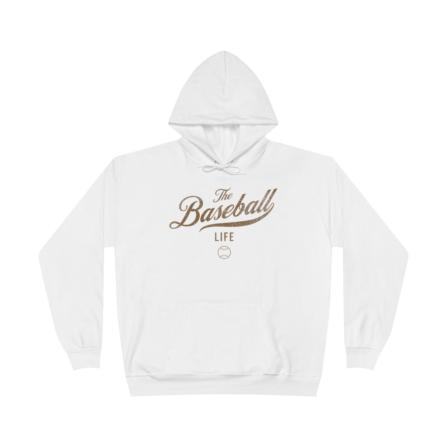 The Baseball Life Hoodie w/Grommets_Old Gold Print