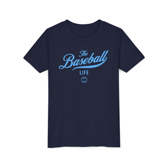 Youth The Baseball Life Classic Script T-Shirt_Carolina Blue Print