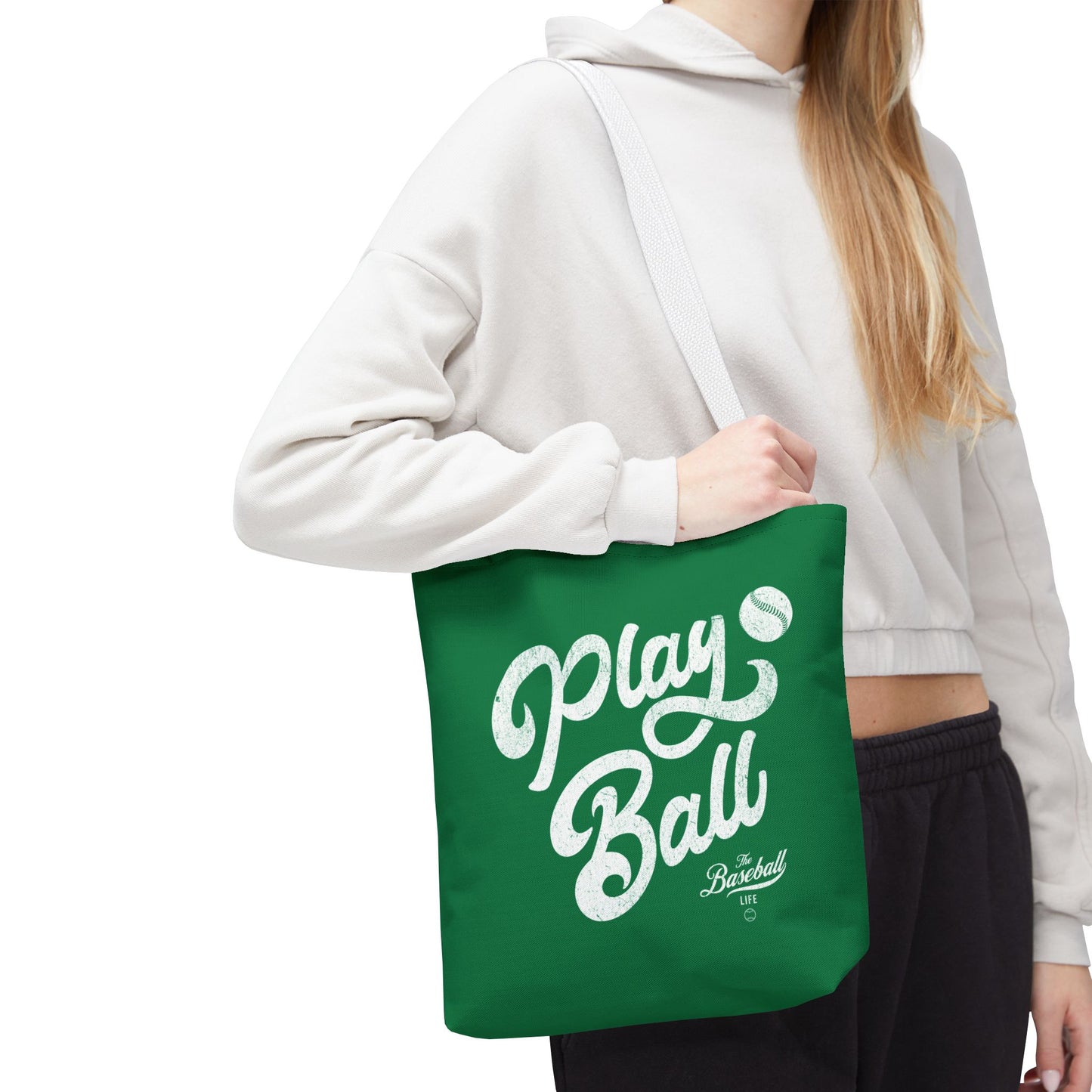 Play Ball Script Tote Bag_Green