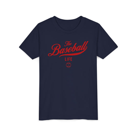 Youth The Baseball Life Classic Script T-Shirt_Red Print