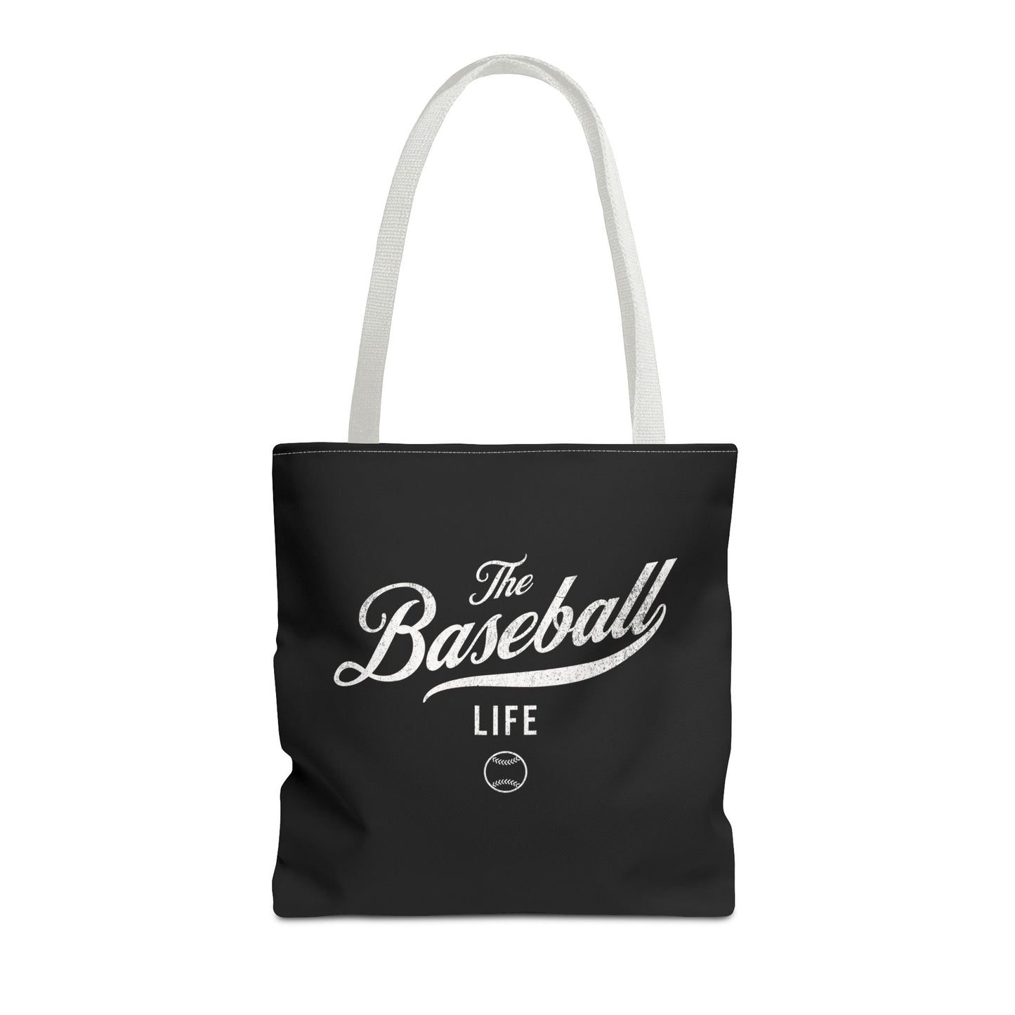 The Baseball Life Tote Bag_Black w White Print