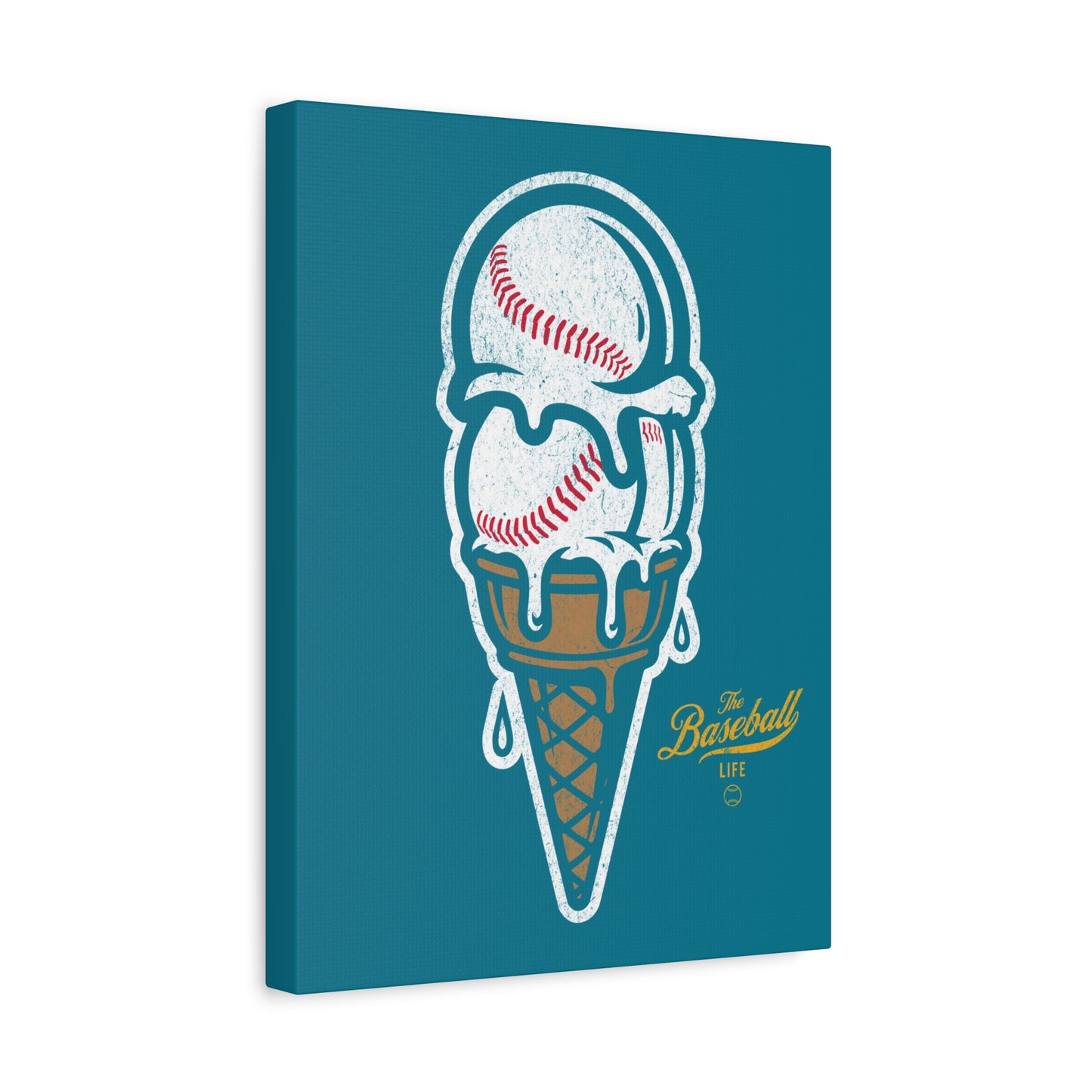 Baseball Ice Cream Cone Wall Art Canvas_Deep Aqua