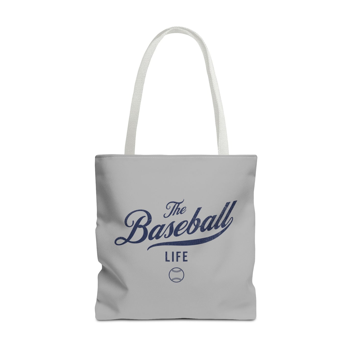 The Baseball Life Tote Bag_Gray w Navy Print