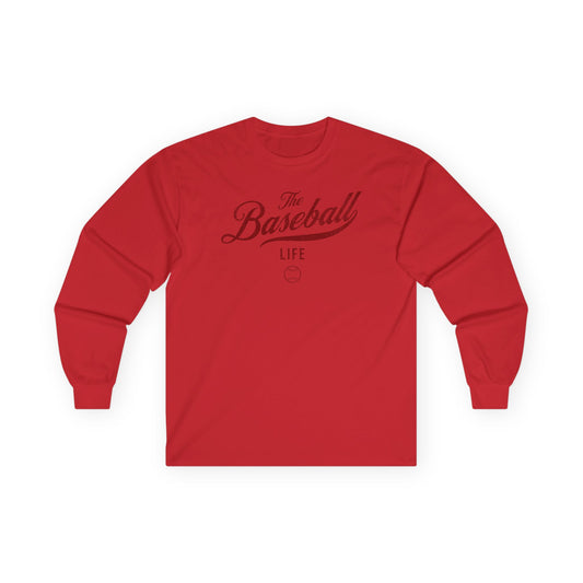 The Baseball Life Long Sleeve T-Shirt_Maroon Print