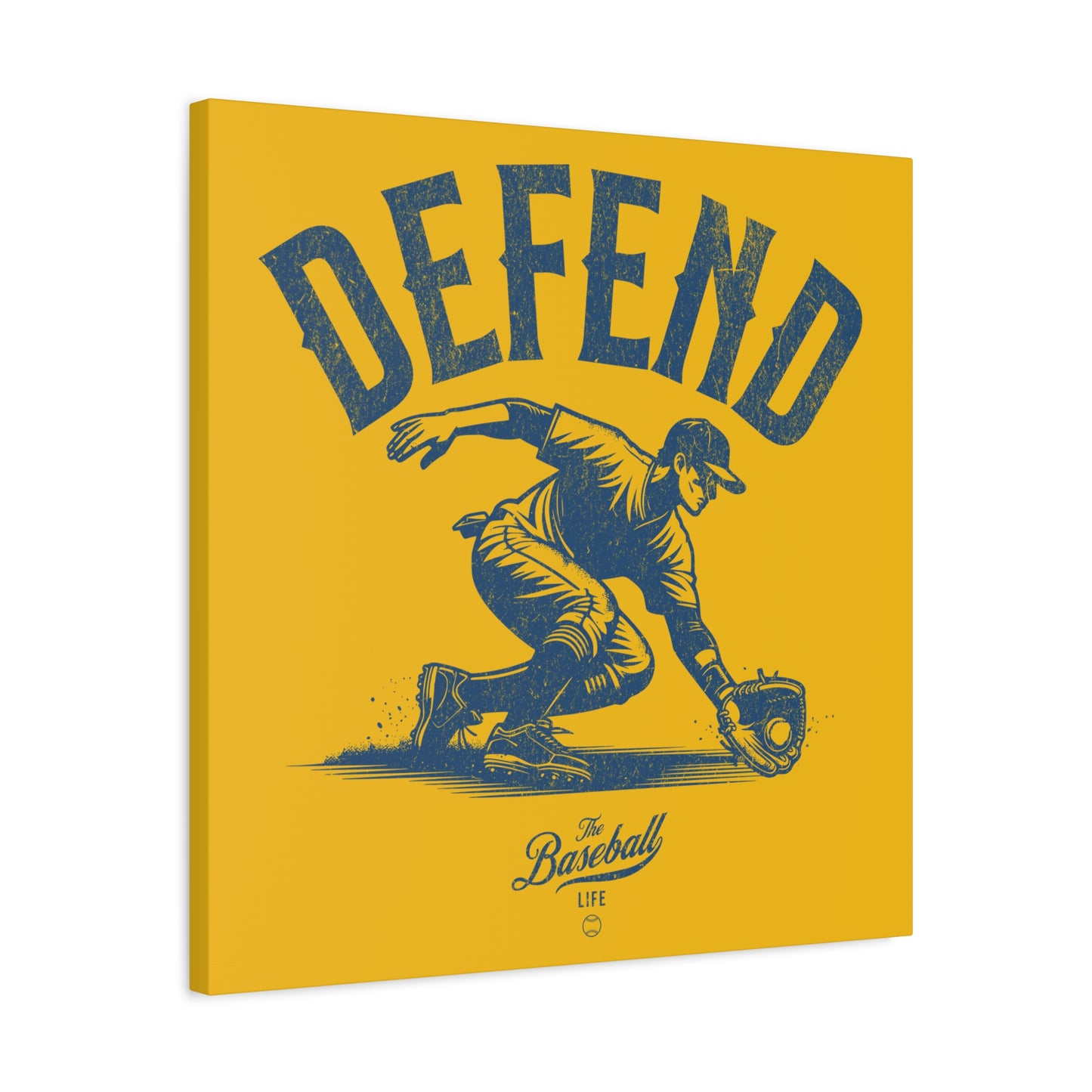 Defend Infielder Wall Art Canvas_Yellow Gold