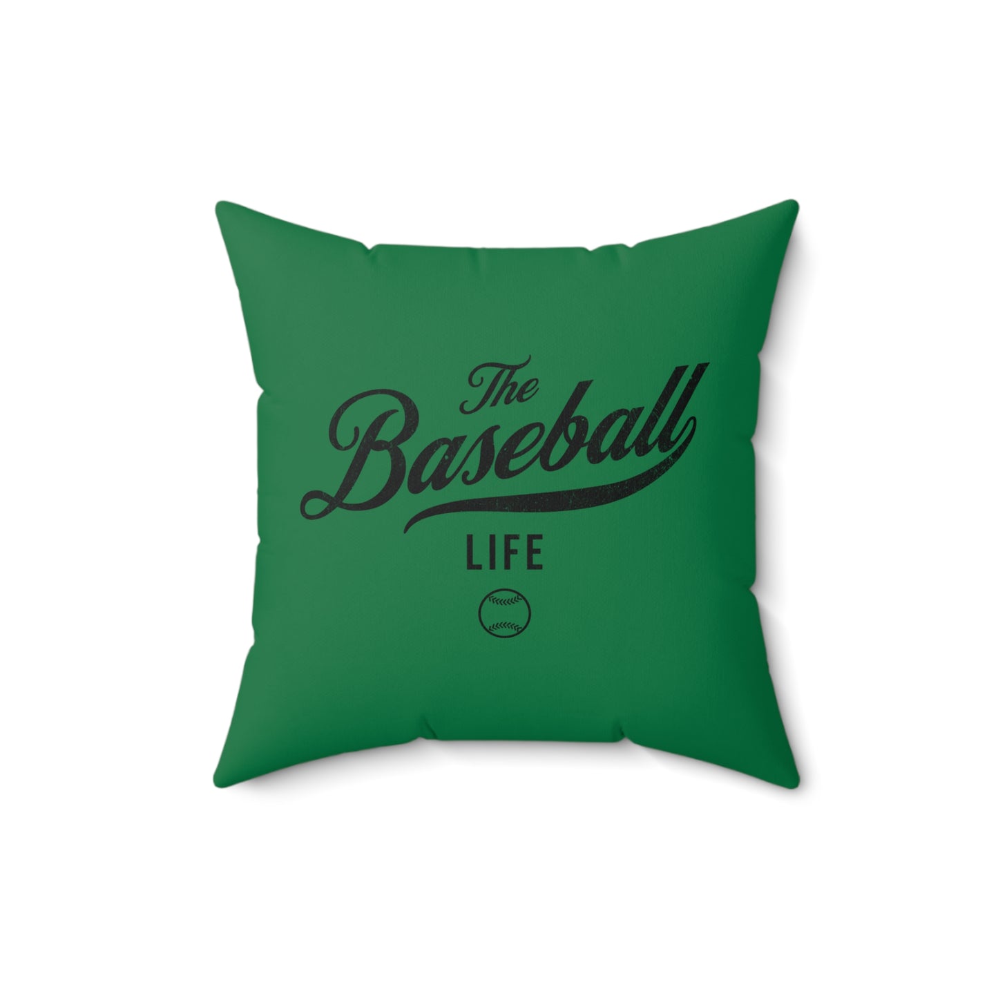 The Baseball Life Accent Pillow_Green w Black Print