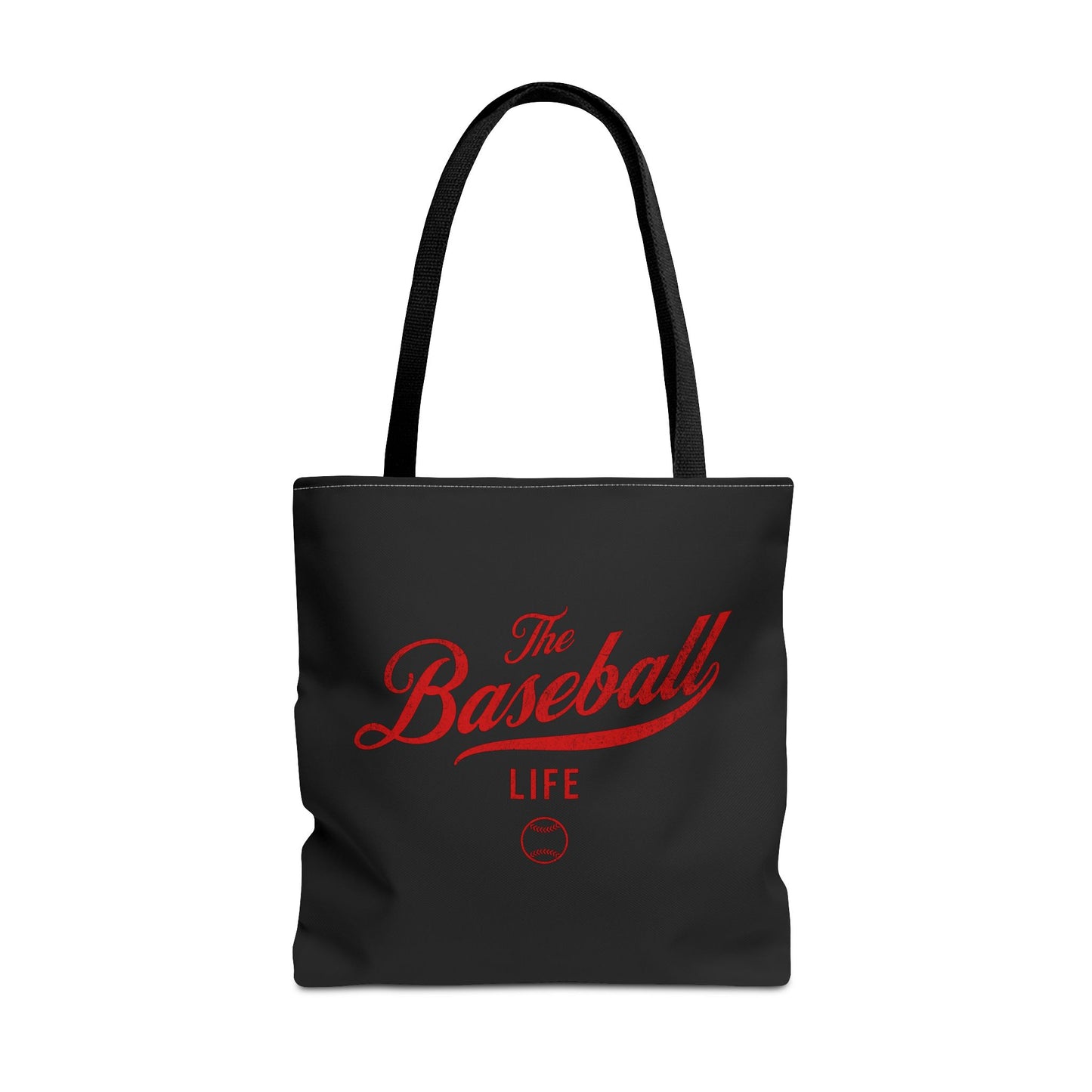 The Baseball Life Tote Bag_Black w Red Print