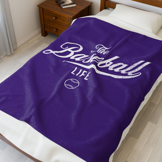 Velveteen Plush Blanket_Purple with White Print