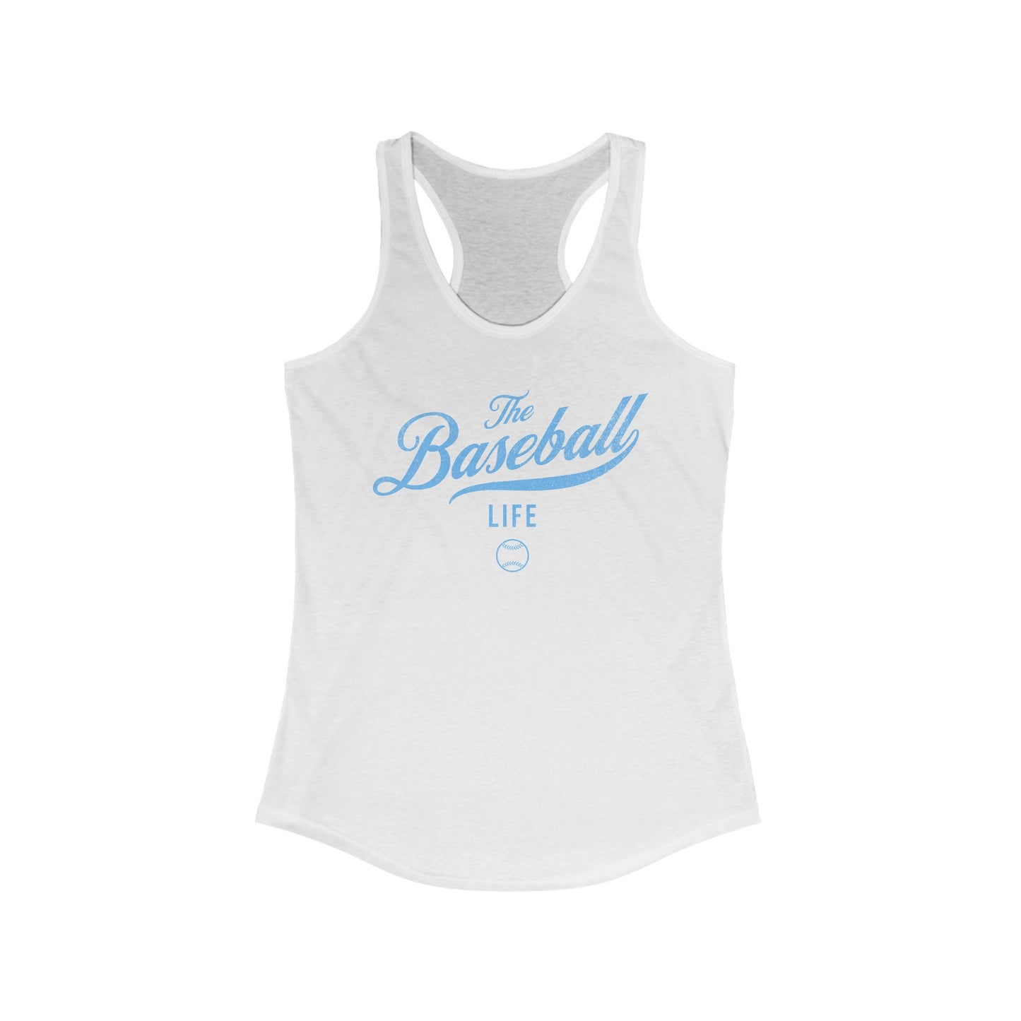 The Baseball Life Classic Script Tank_Carolina Blue Print