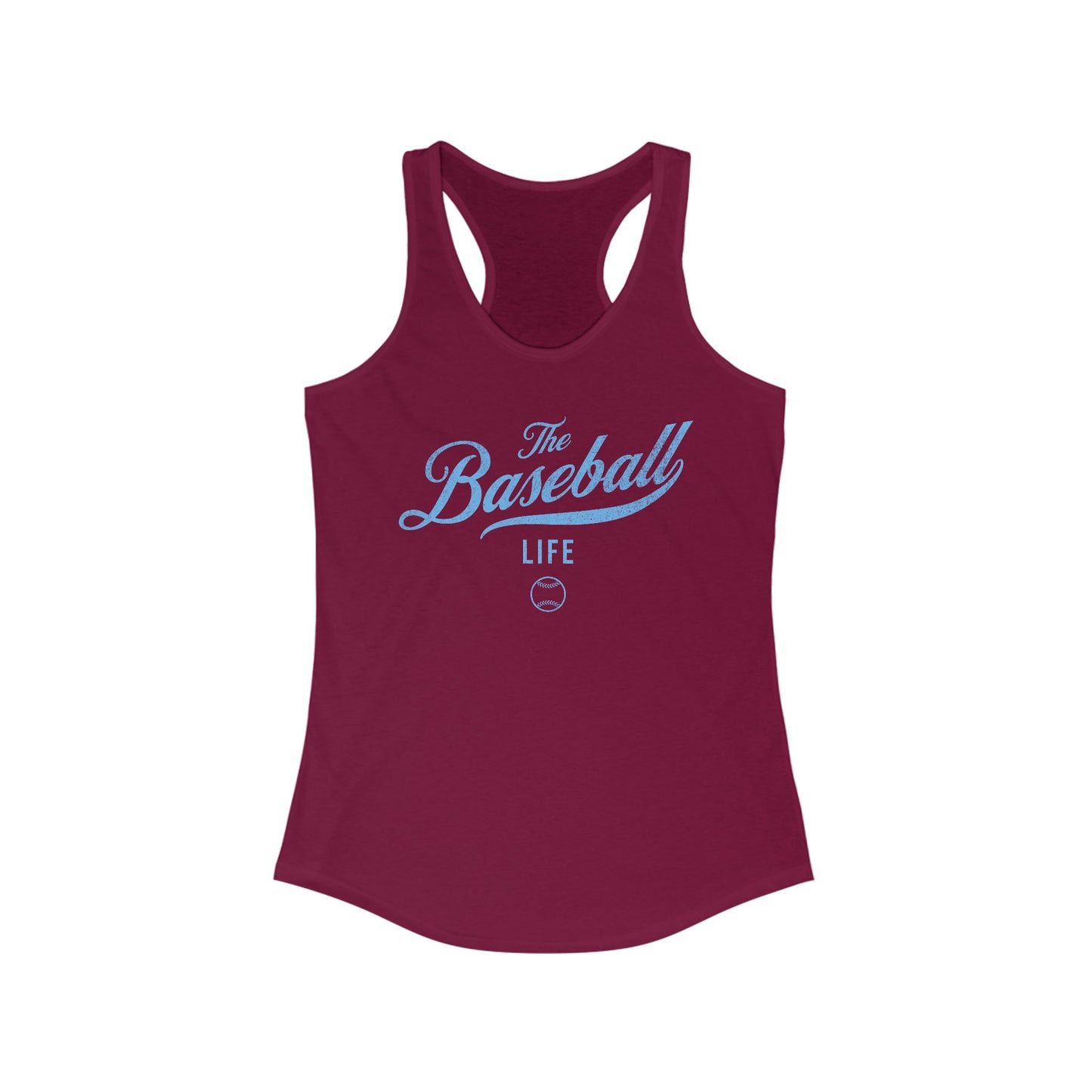 The Baseball Life Classic Script Tank_Carolina Blue Print