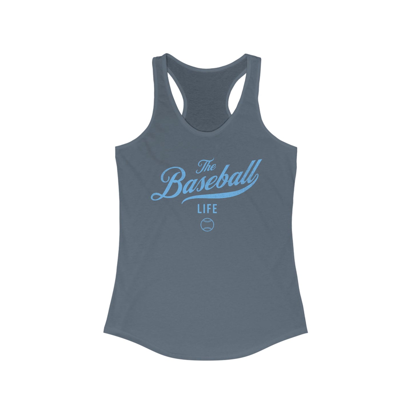 The Baseball Life Classic Script Tank_Carolina Blue Print