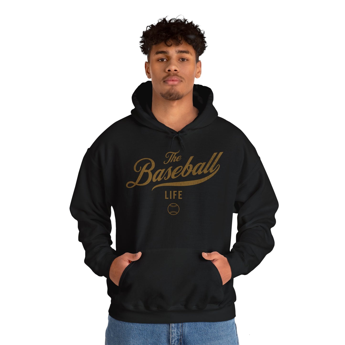 The Baseball Life Hoodie_Old Gold Print