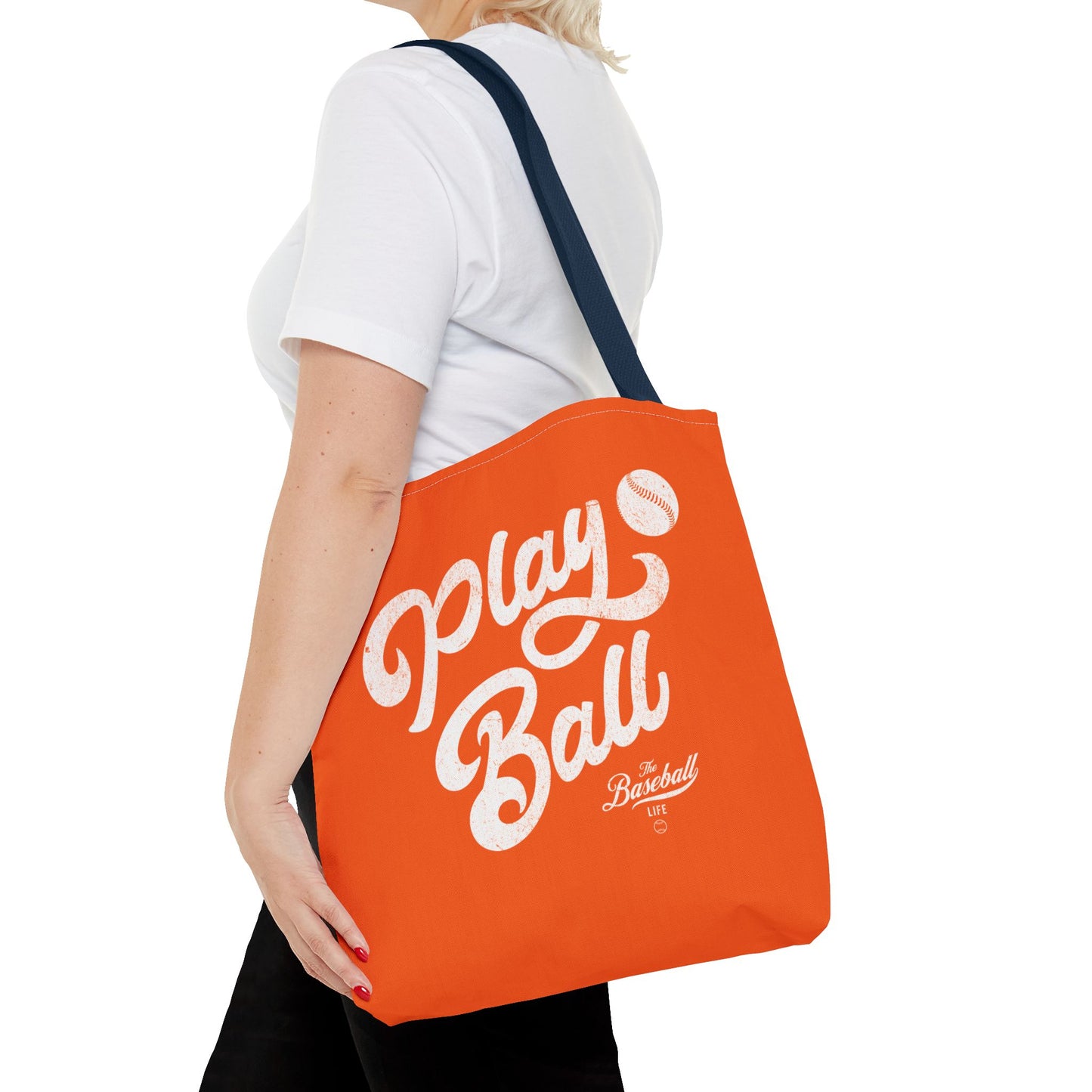 Play Ball Script Tote Bag_Orange