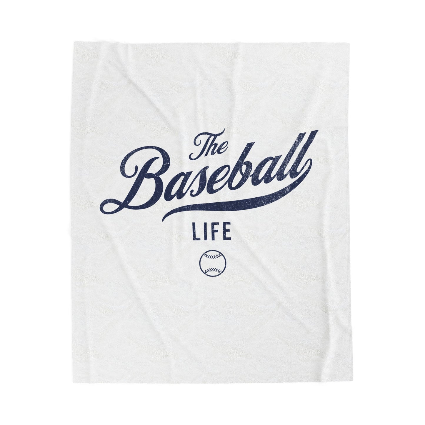 Velveteen Plush Blanket_White with Navy Print