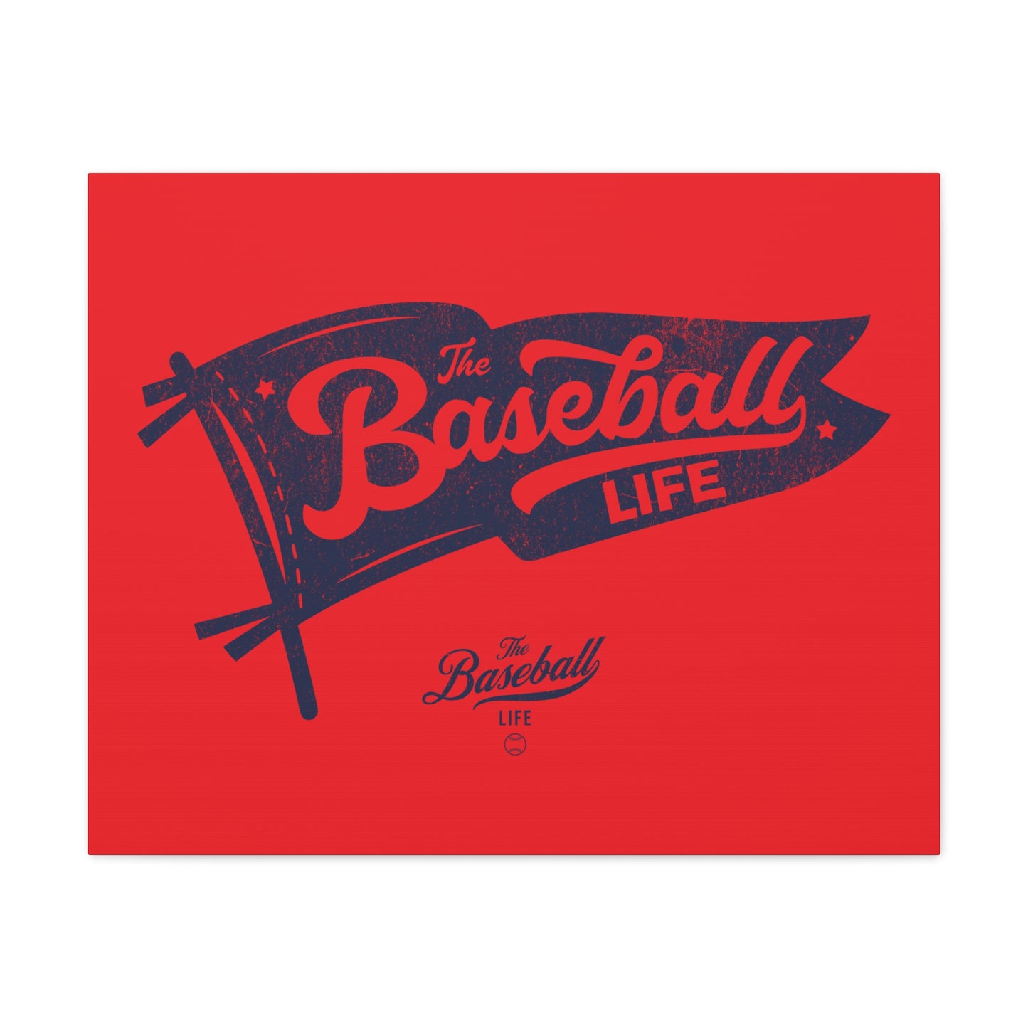 Classic Pennant Wall Art Canvas_Navy Print on Red