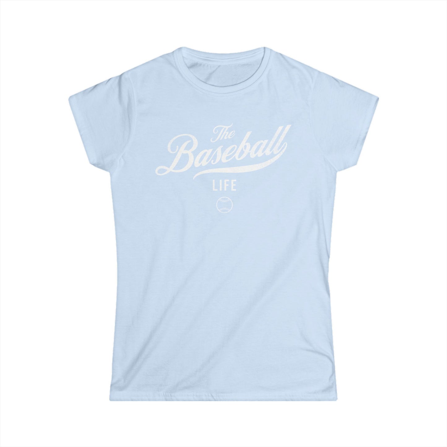 The Baseball Life Classic Script Tee_Women's_White Print