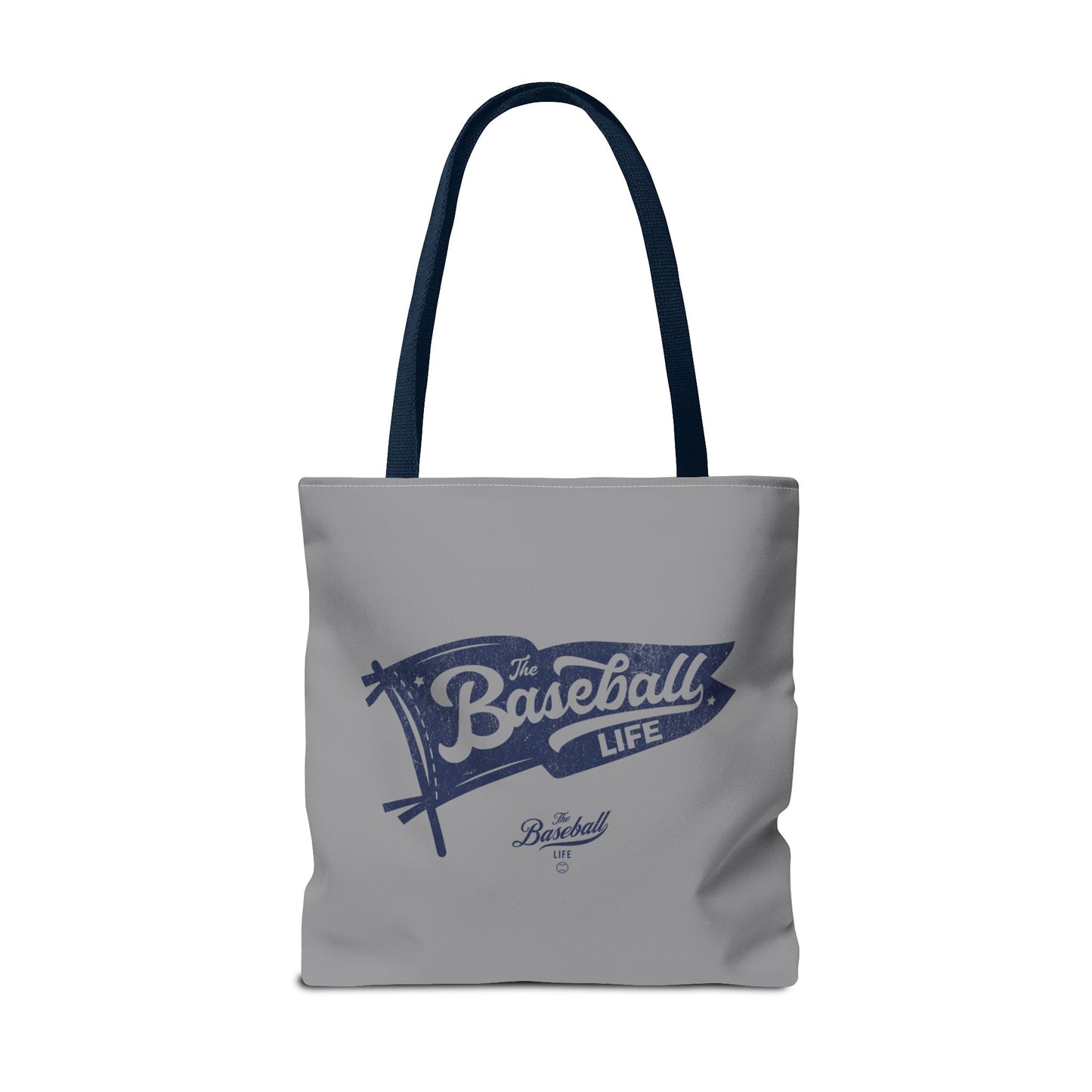 Vintage Pennant Tote Bag_Navy Print on Medium Gray