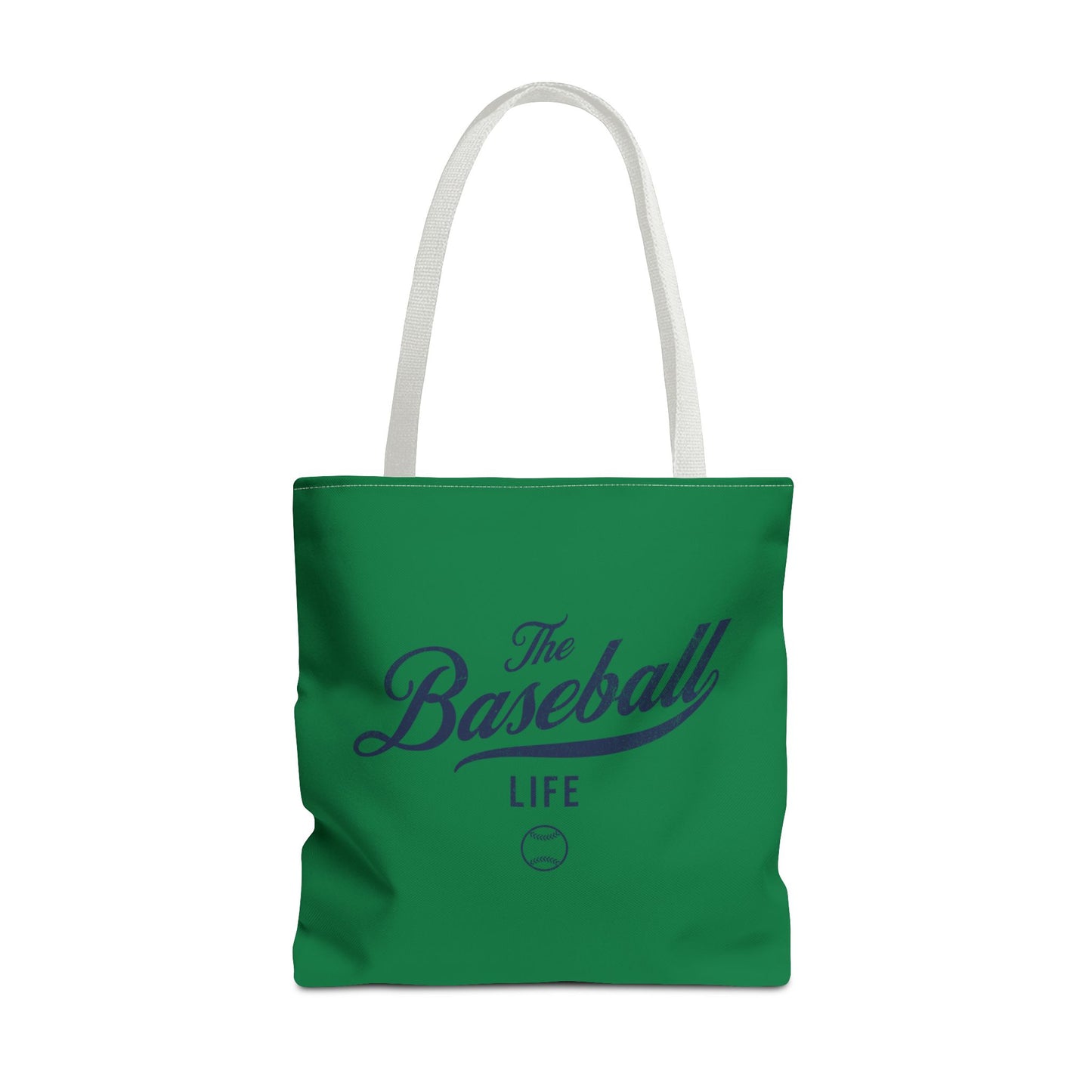 The Baseball Life Tote Bag_Green w Navy Print