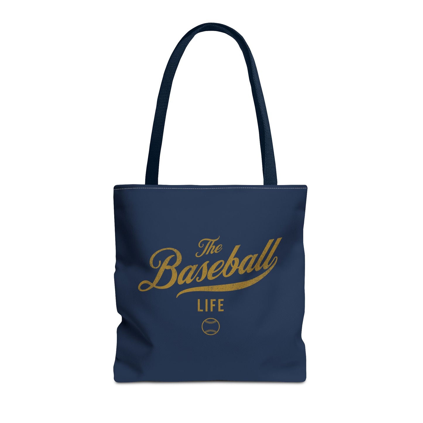 The Baseball Life Tote Bag_Navy w Gold Print