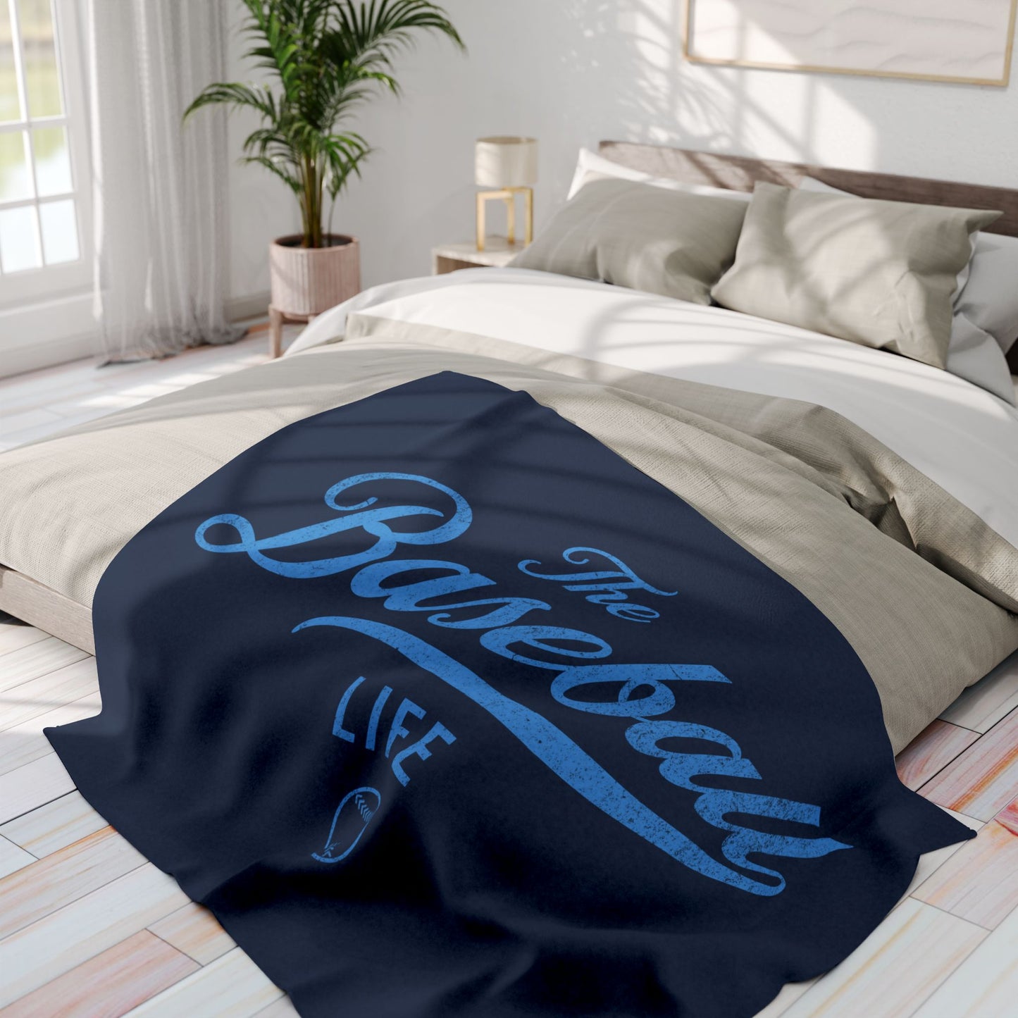 Fleece Blanket_Navy w Carolina Blue Print