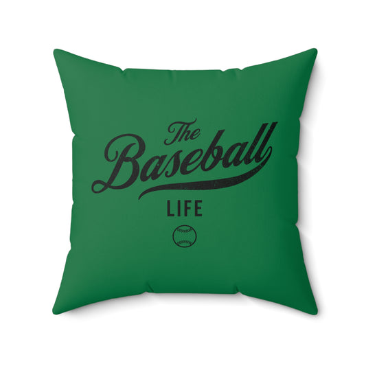 The Baseball Life Accent Pillow_Green w Black Print