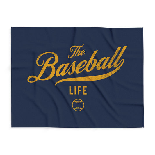 Fleece Blanket_Navy w Yellow Gold Print