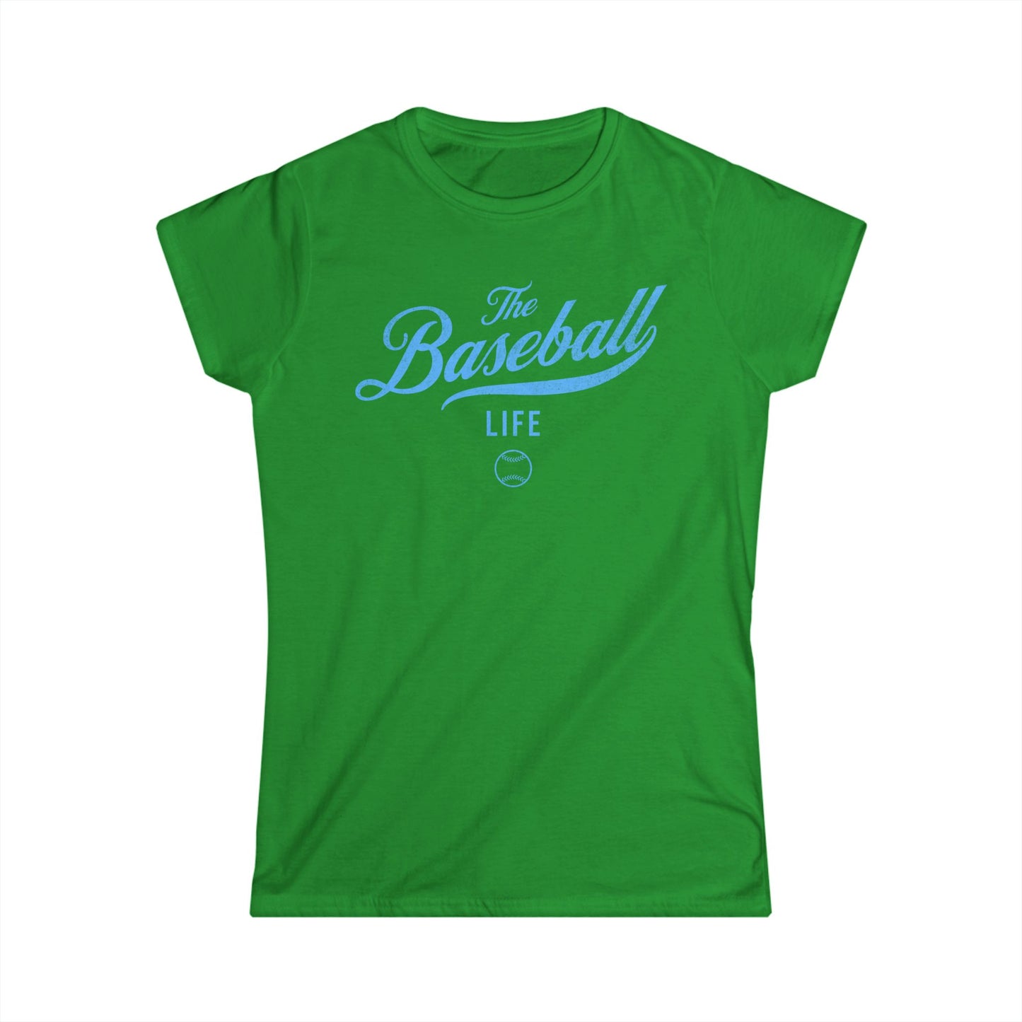 The Baseball Life Classic Script Tee_Women's_Carolina Blue Print