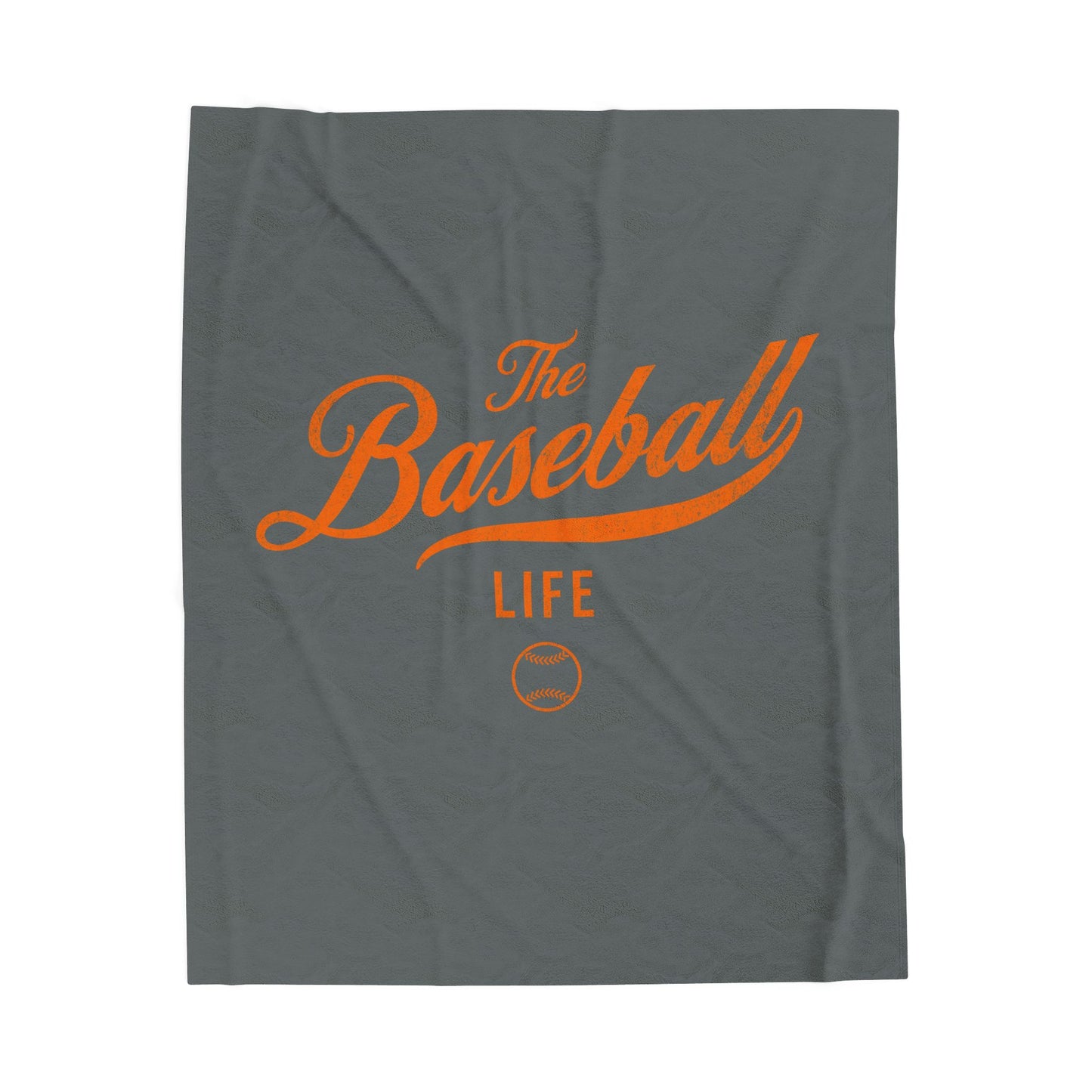 Velveteen Plush Blanket_Dark Gray with Orange Print