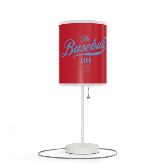 Table Lamp_Red w Carolina Blue Print