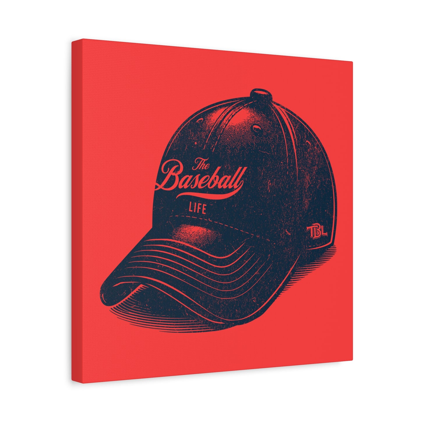 The Baseball Life Ball Cap Wall Art Canvas_Coral Red