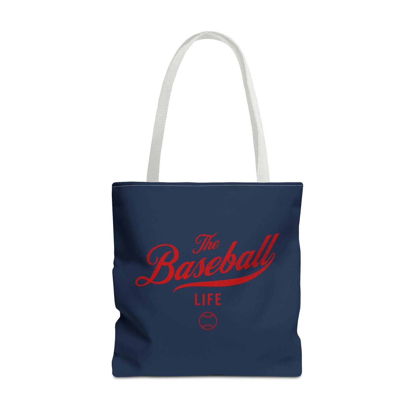 The Baseball Life Tote Bag_Navy w Red Print