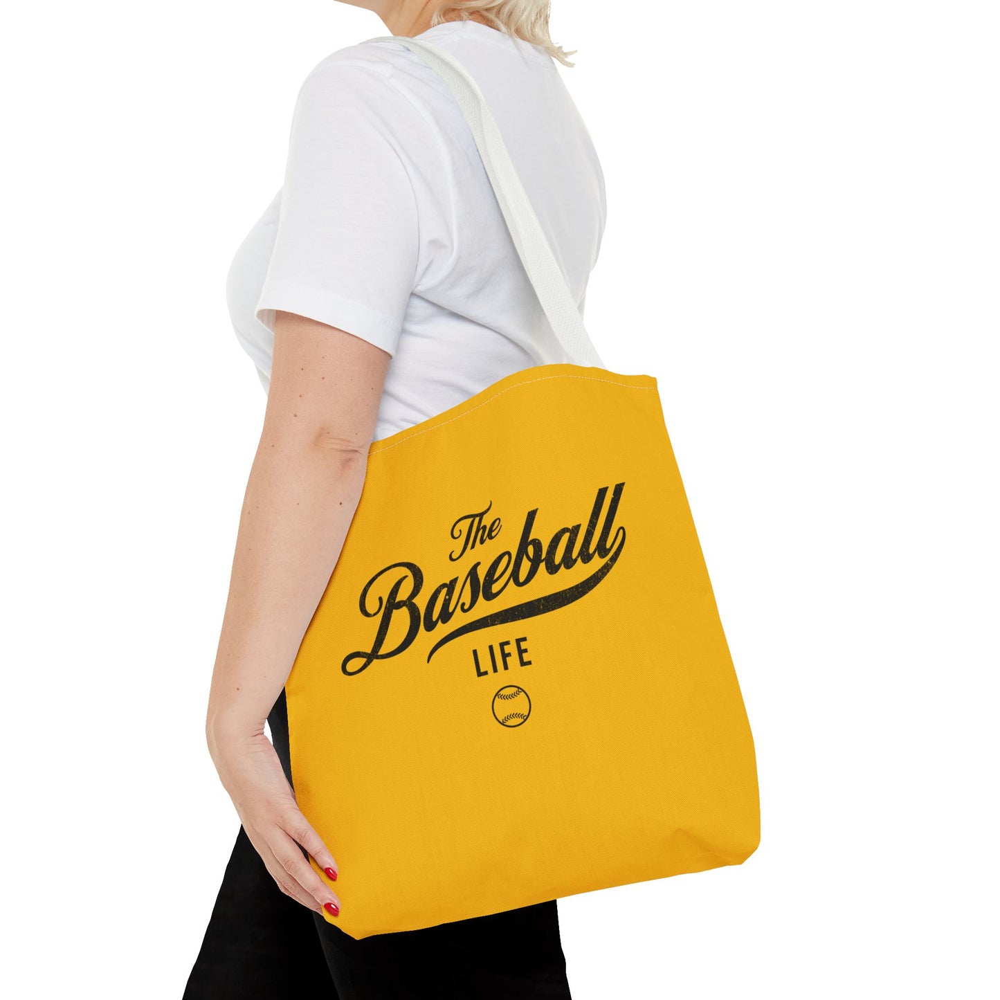 The Baseball Life Tote Bag_Yellow w Black Print