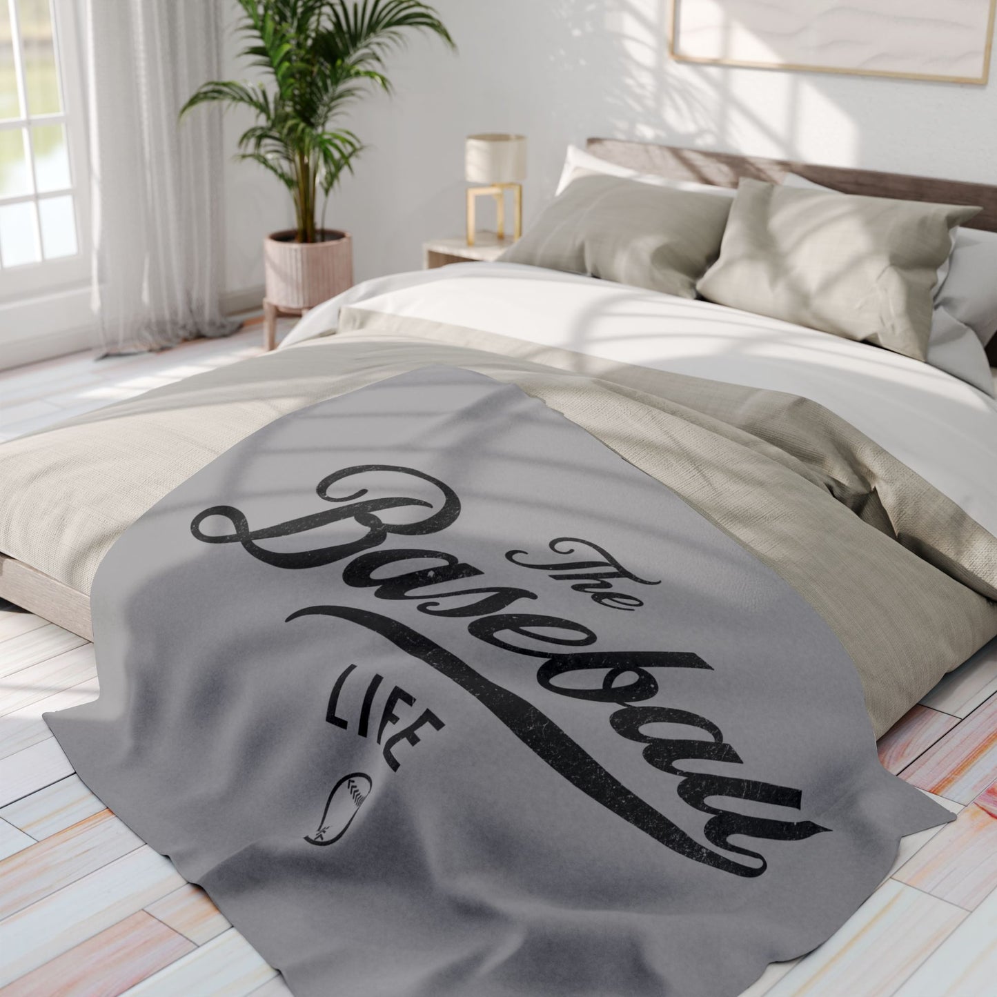 Fleece Blanket_Silver Gray w Black Print