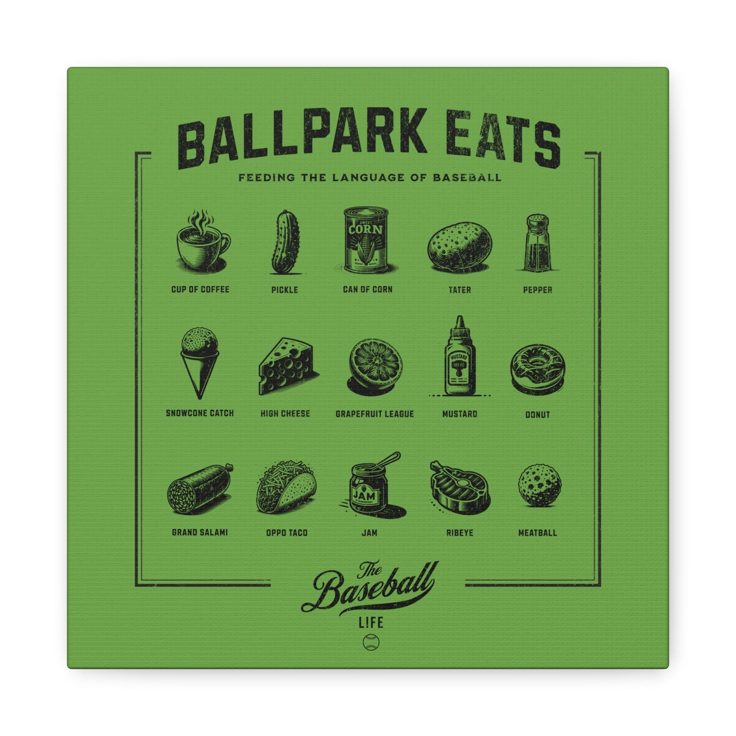 Ballpark Eats_Feeding the Language of Baseball Wall Art Canvas_Grass Green