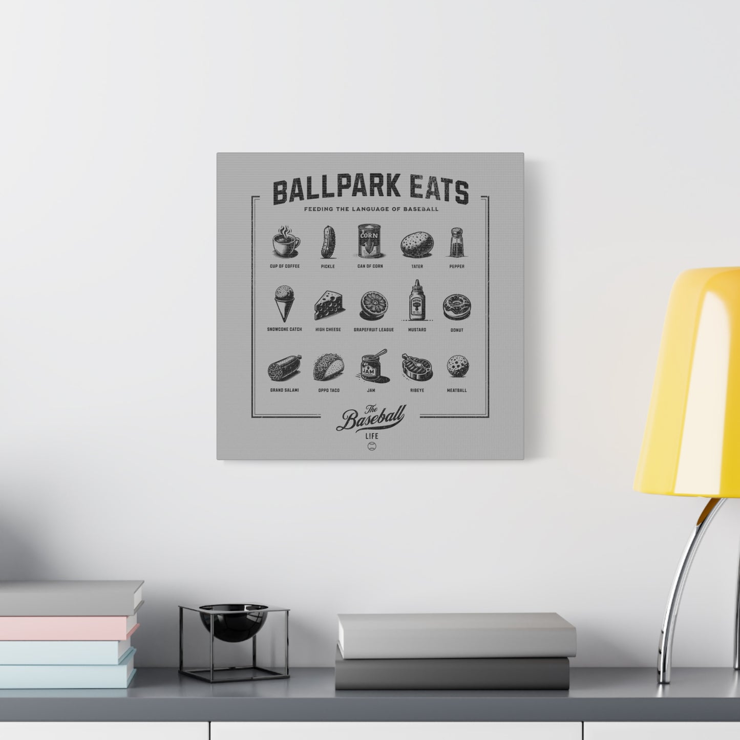Ballpark Eats_Feeding the Language of Baseball Wall Art Canvas_Silver Gray