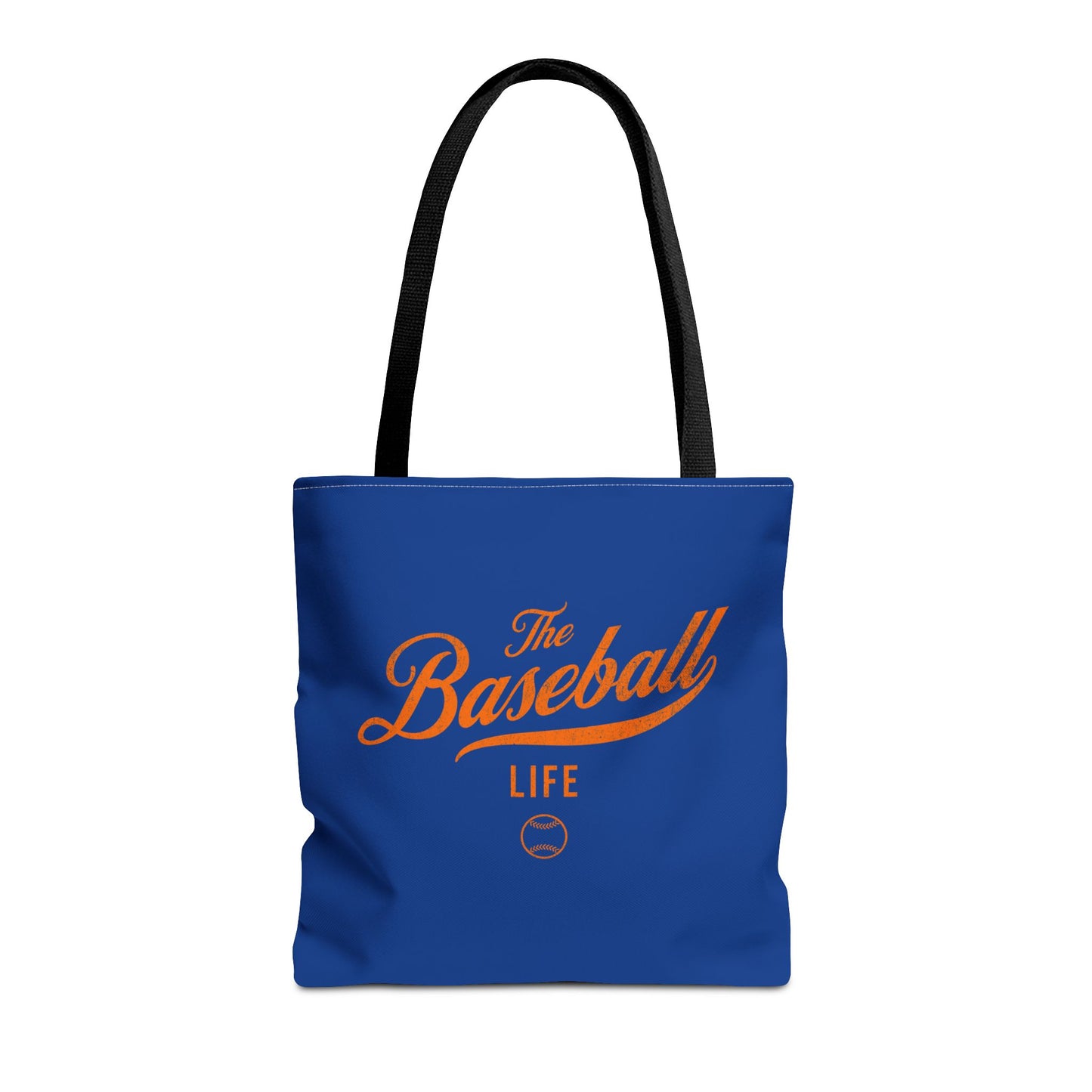 The Baseball Life Tote Bag_Royal w Orange Print