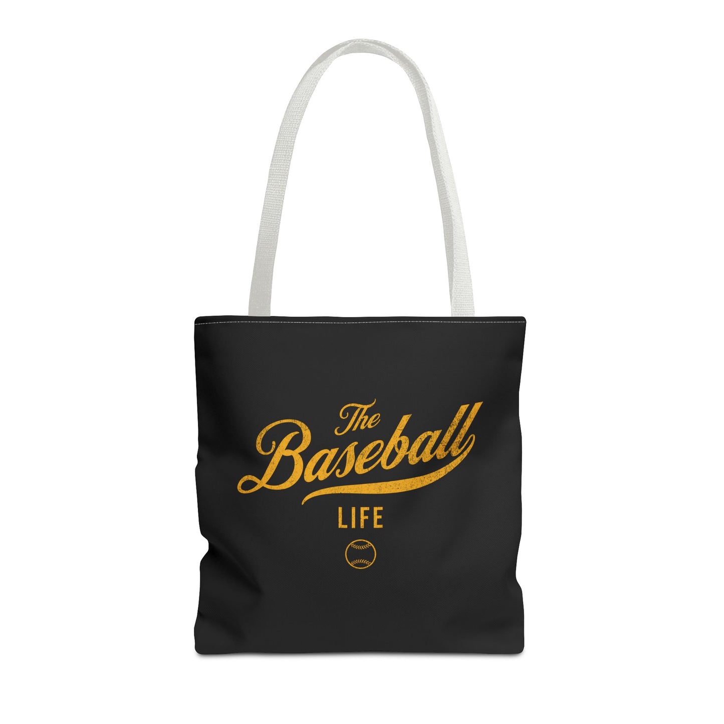 The Baseball Life Tote Bag_Black w Yellow Gold Print