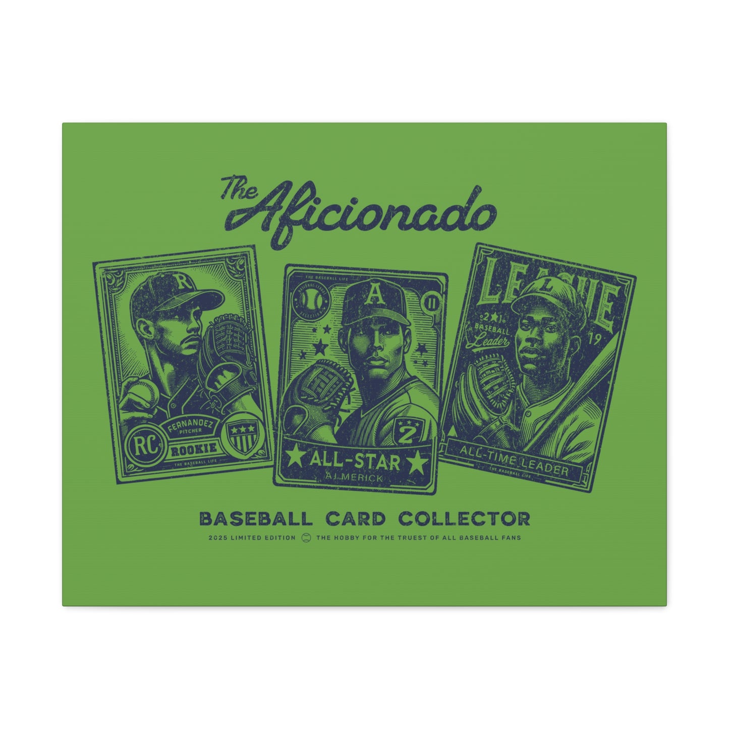 The Aficionado Baseball Card Collector Wall Art Canvas_Grass Green