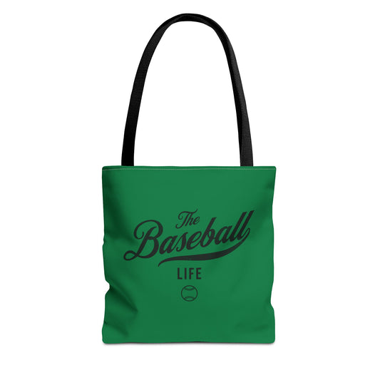 The Baseball Life Tote Bag_Green w Black Print