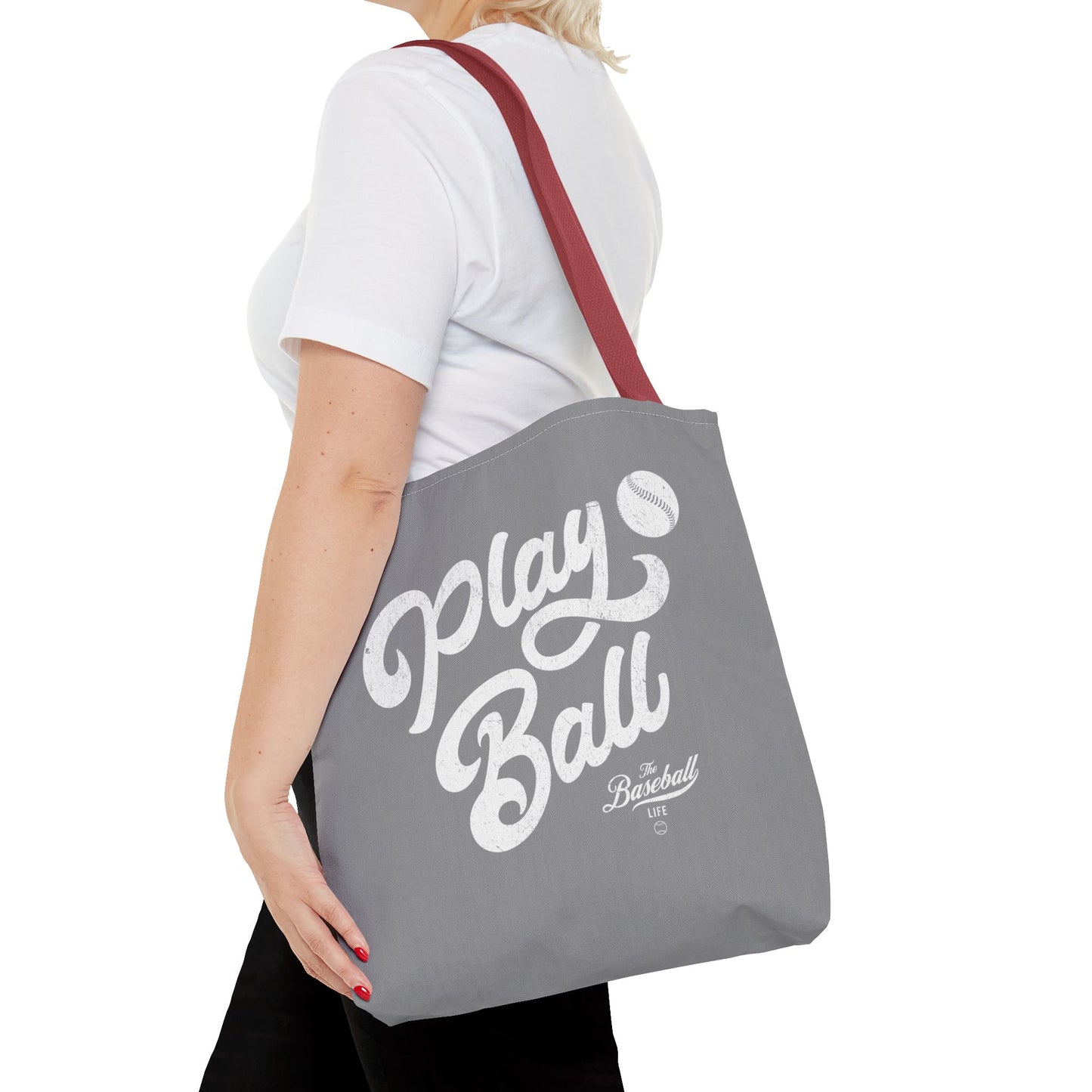 Play Ball Script Tote Bag_Medium Gray