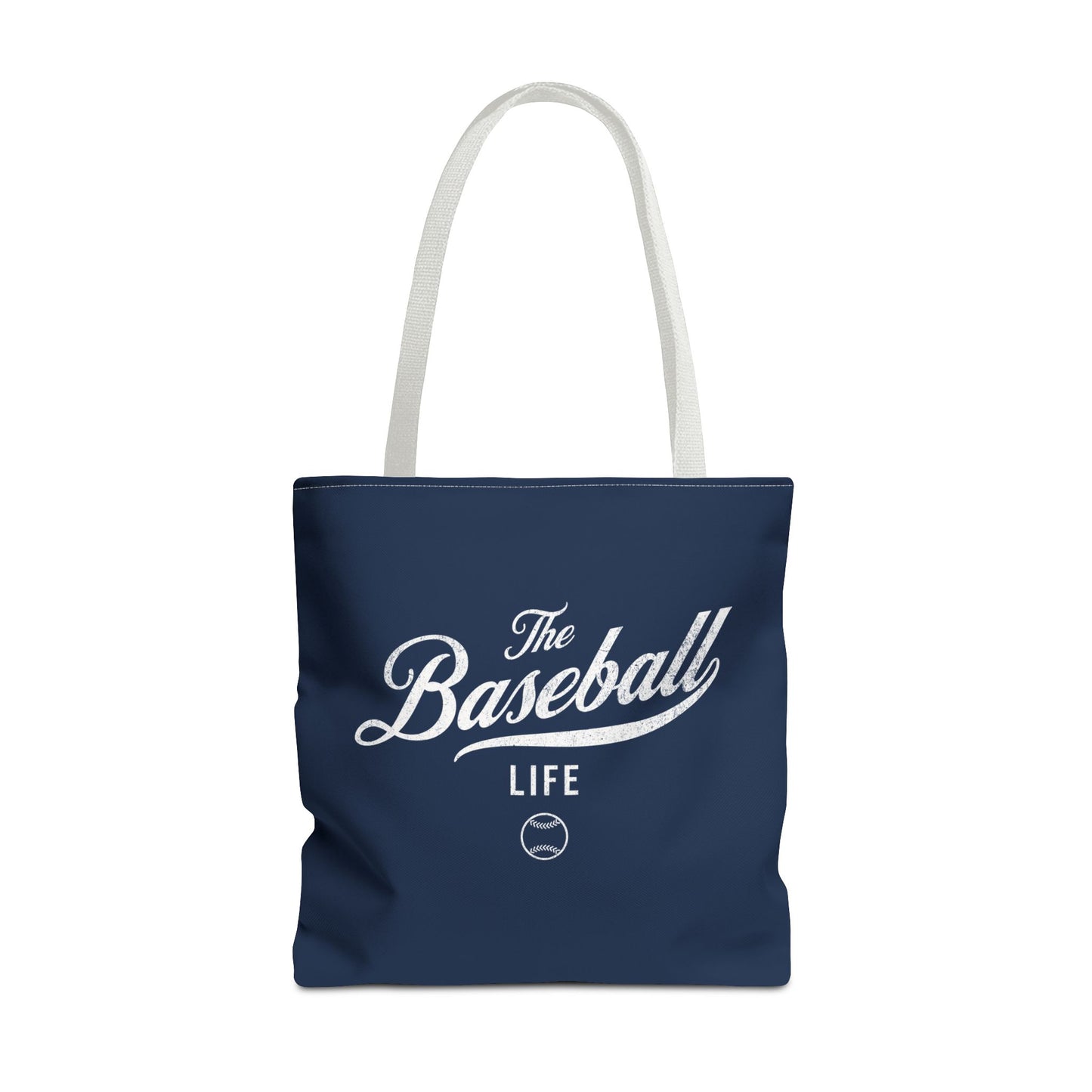 The Baseball Life Tote Bag_Navy w White Print