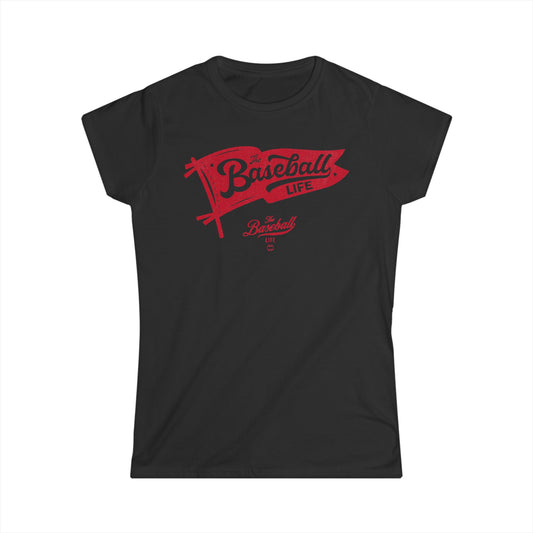 Vintage Baseball Pennant Women's T-Shirt - Red Print