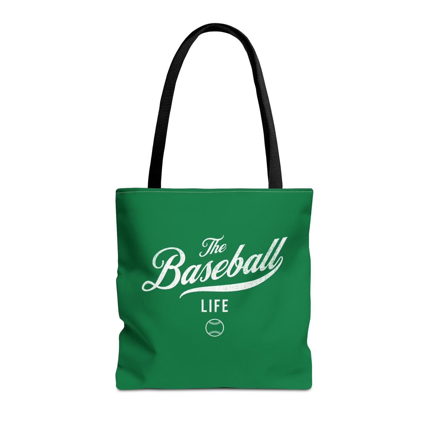The Baseball Life Tote Bag_Green w White Print