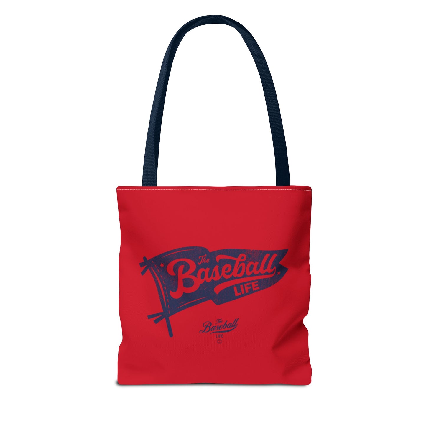 Vintage Pennant Tote Bag_Navy Print on Red