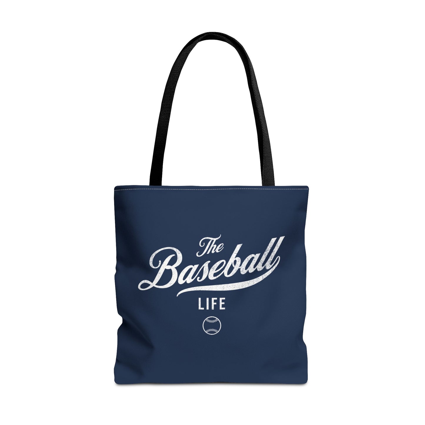The Baseball Life Tote Bag_Navy w White Print