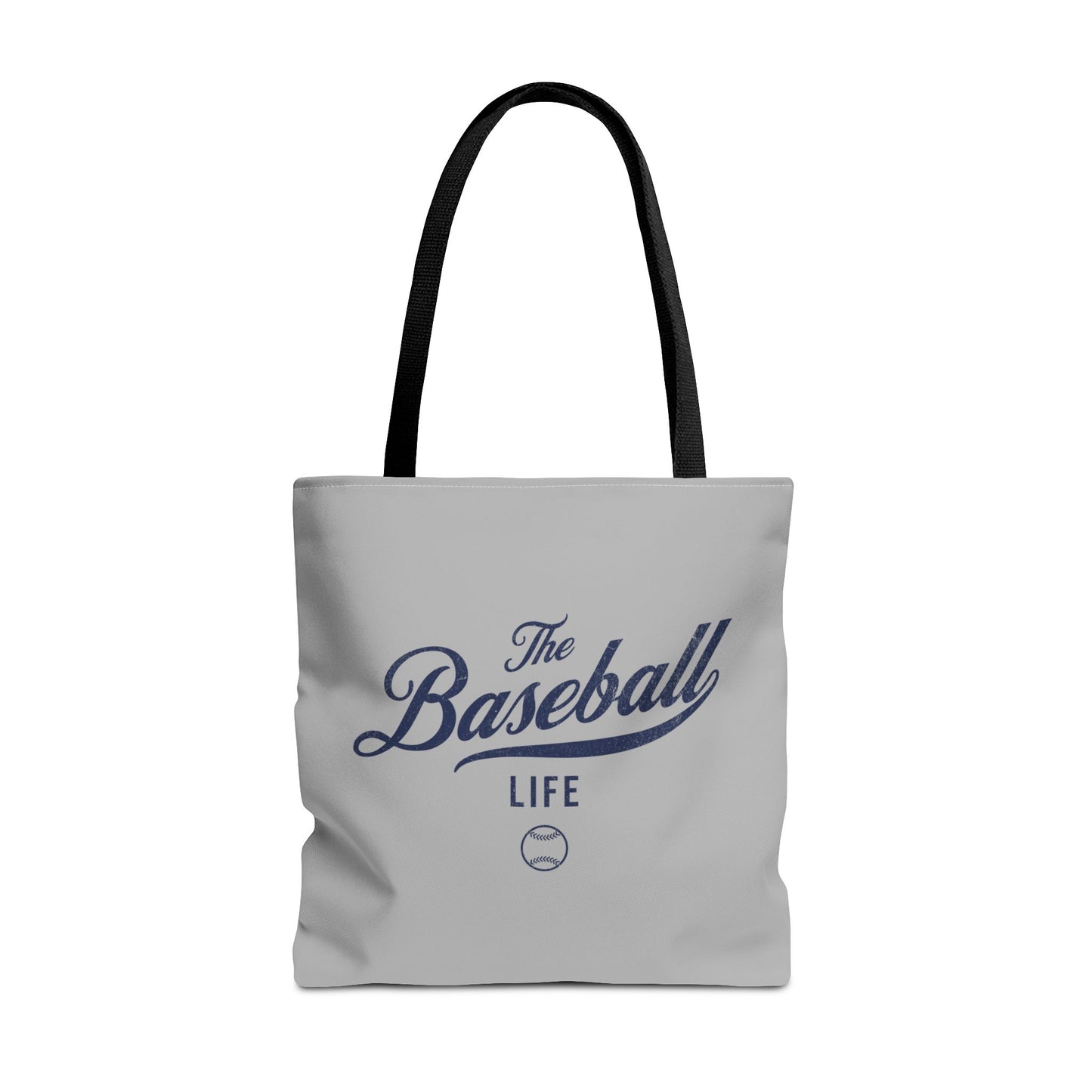 The Baseball Life Tote Bag_Gray w Navy Print
