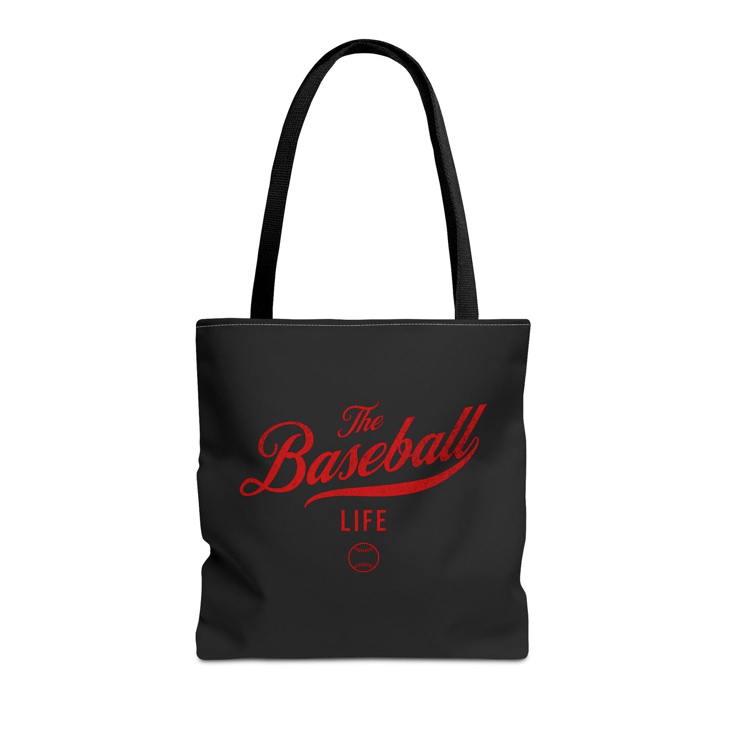 The Baseball Life Tote Bag_Black w Red Print