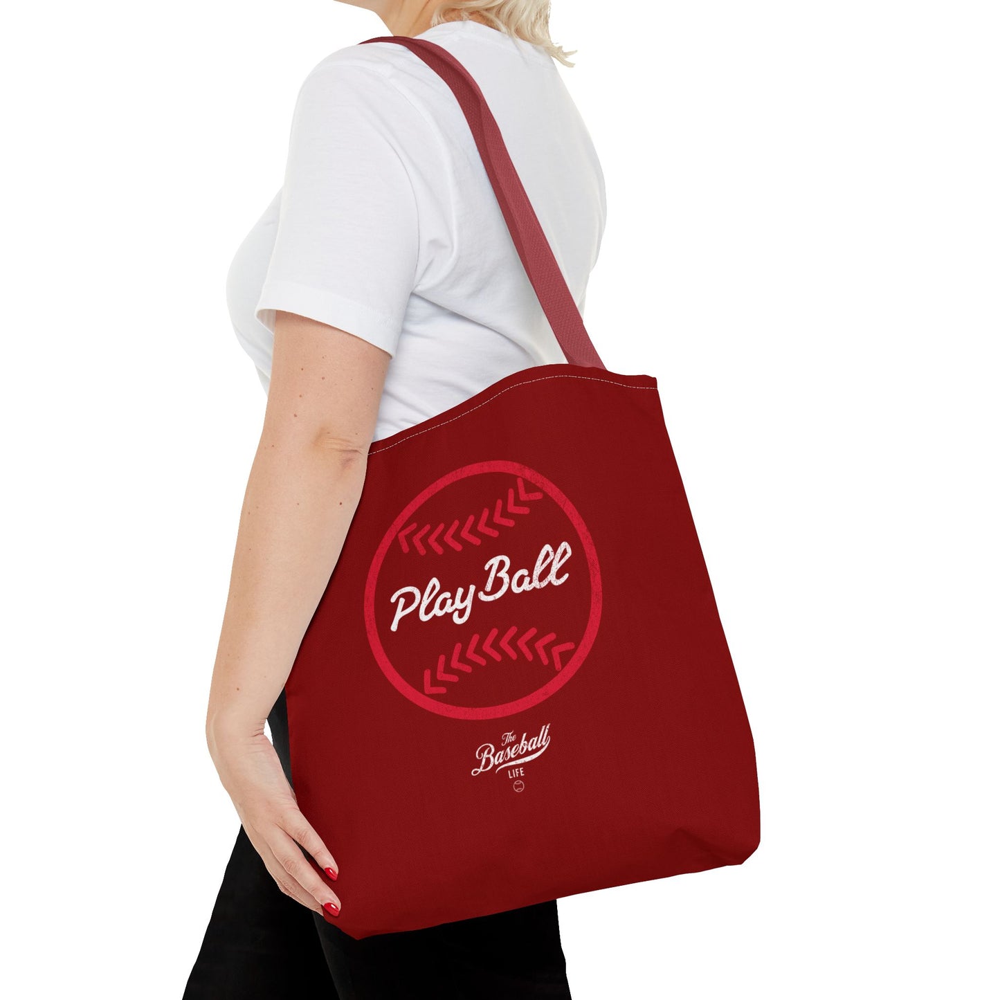 Baseball Icon Play Ball Tote Bag_Maroon