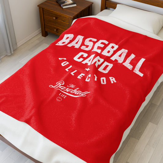 Velveteen Plush Blanket_Baseball Card Collector_Bright Red